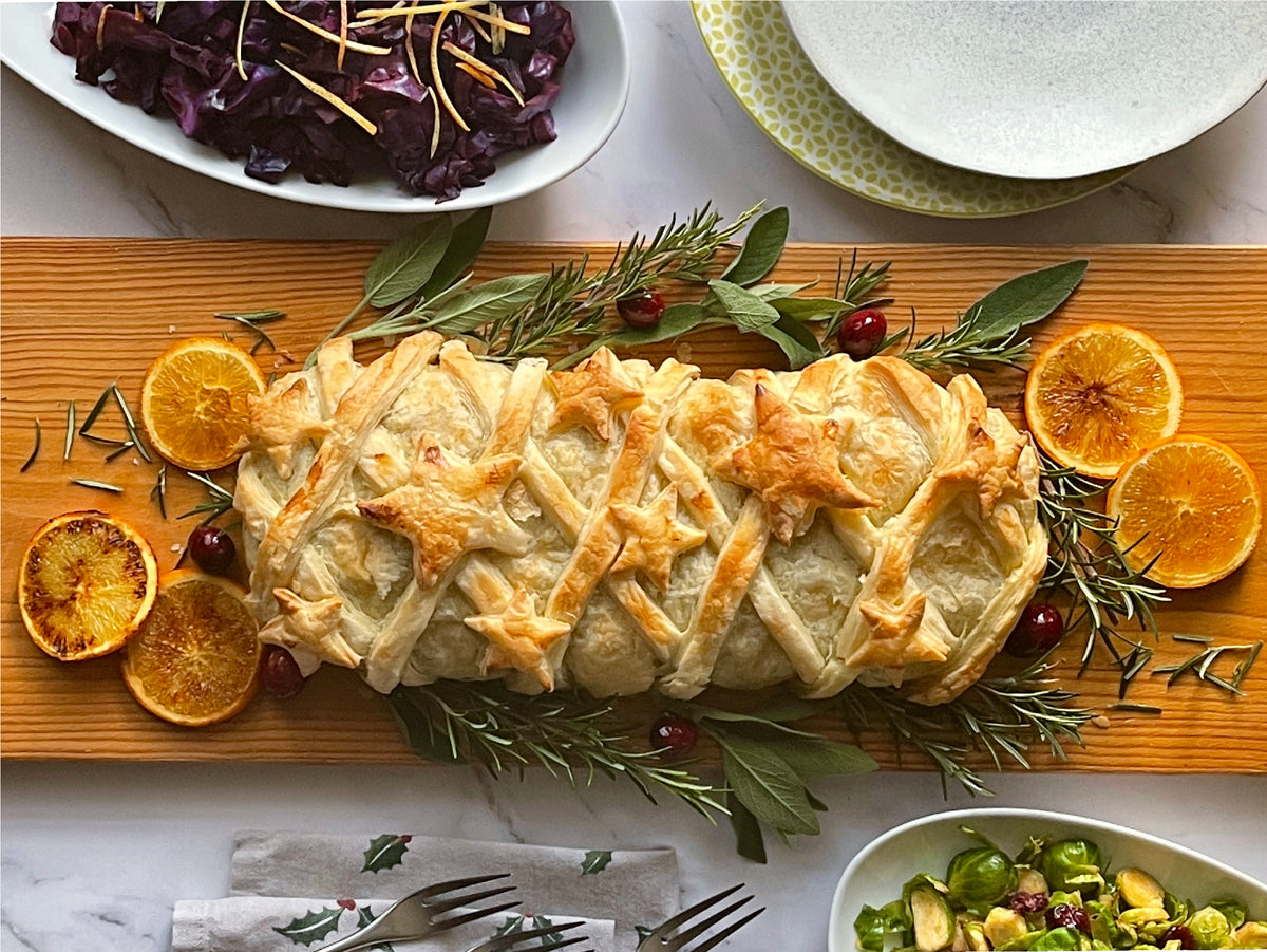 Mushroom Wellington with Truffle & Turmeric Oil zingfoods